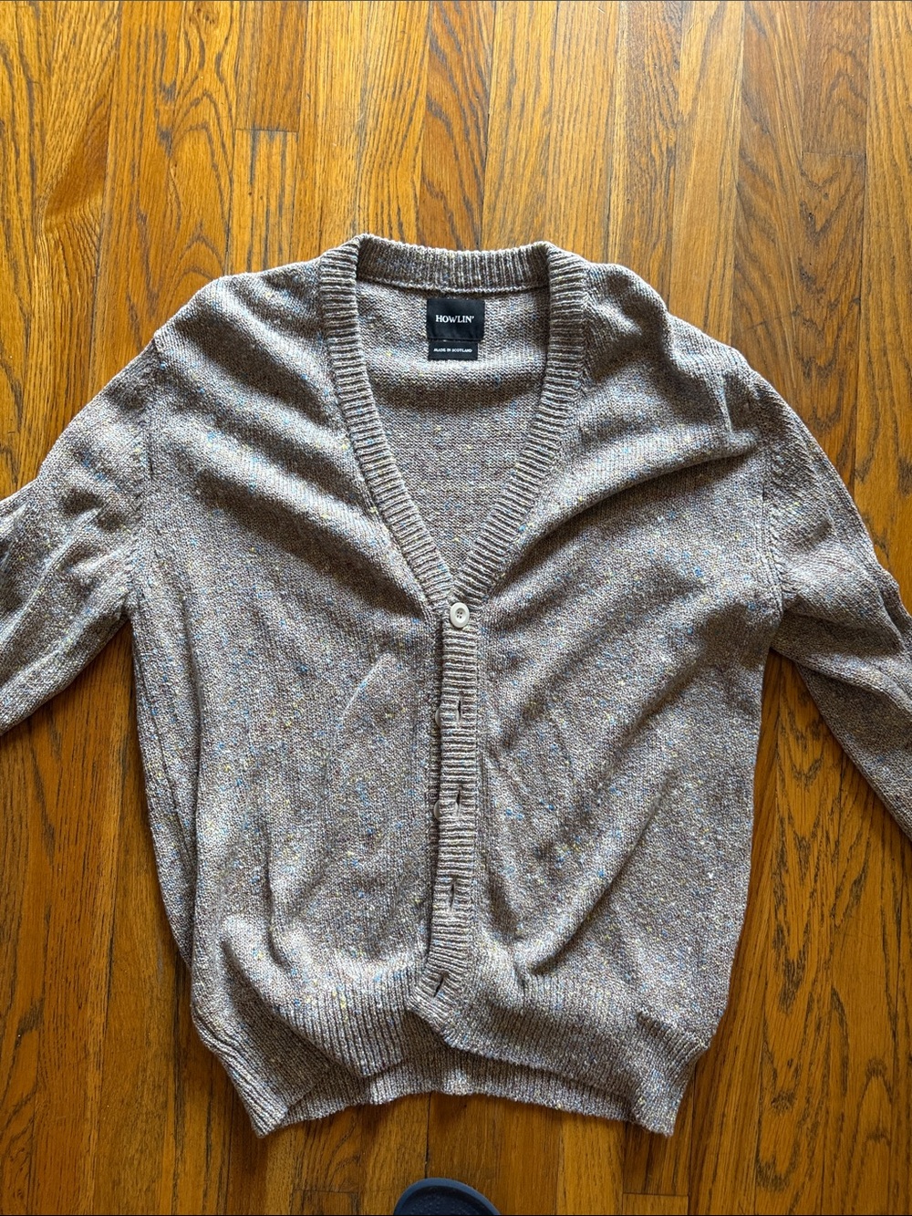 Men's Brown Heathered V-Neck Cardigan